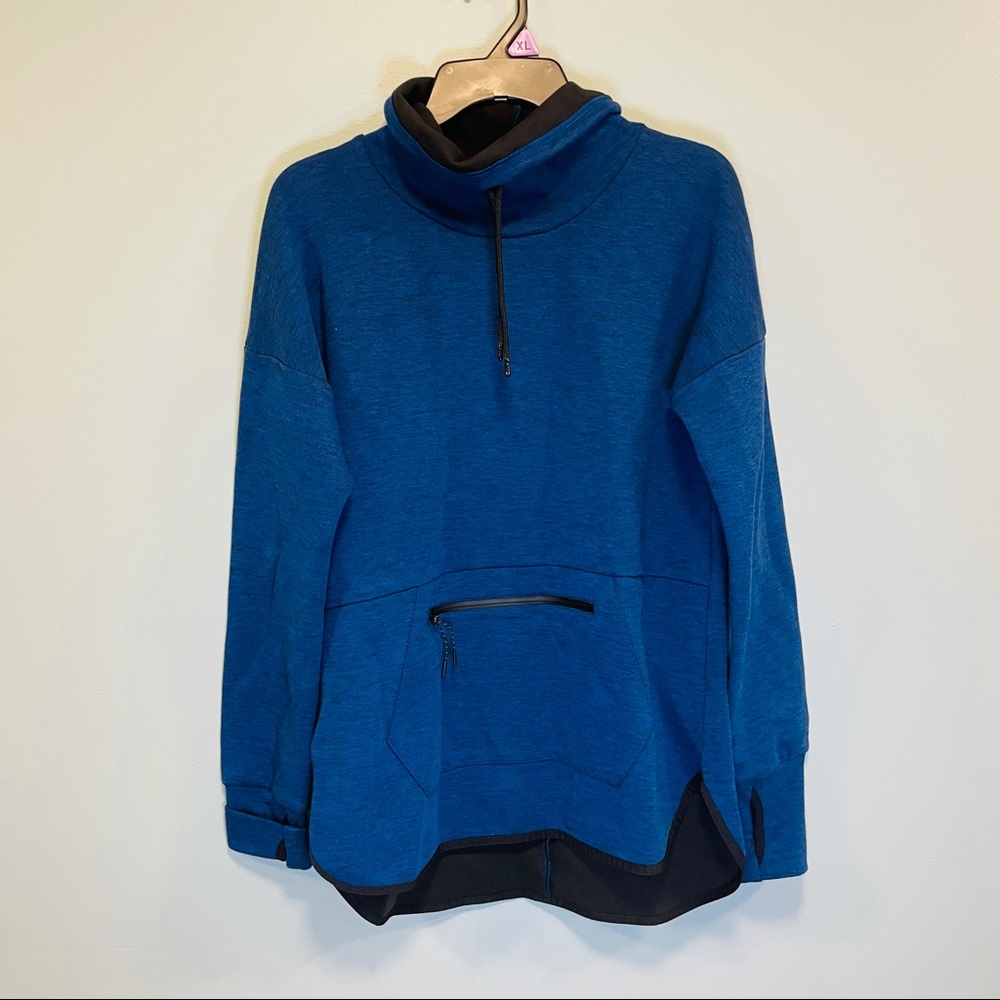 Champion!! Blue and black cowl neck athletic sweatshirt women’s size medium